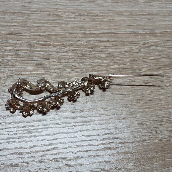 Vintage Silver Tone with Purple Faux Stone Flower Metal Pin Brooch #4 - Picture 10 of 11